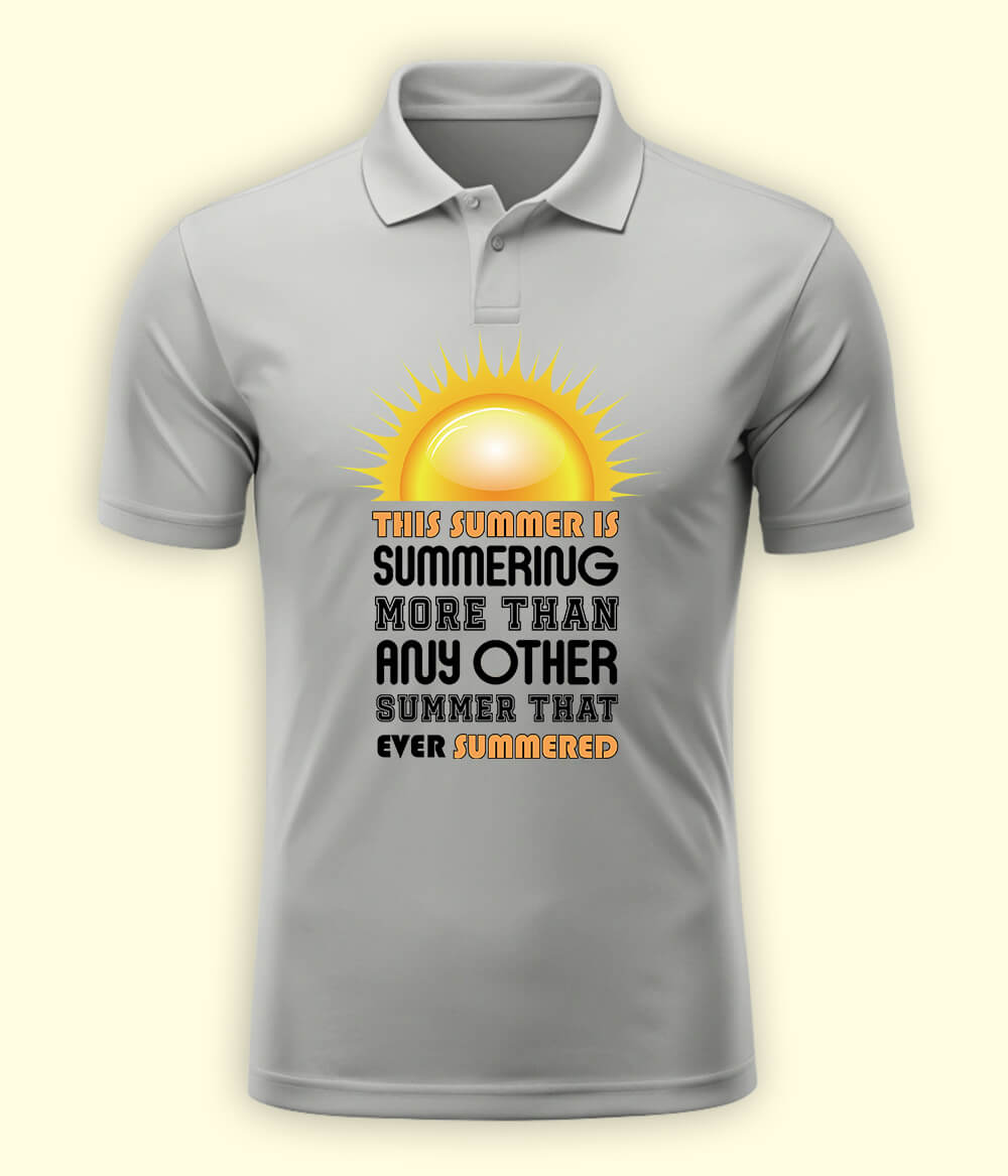 Heather Grey Summer Fun Polo T-Shirt (Unisex)