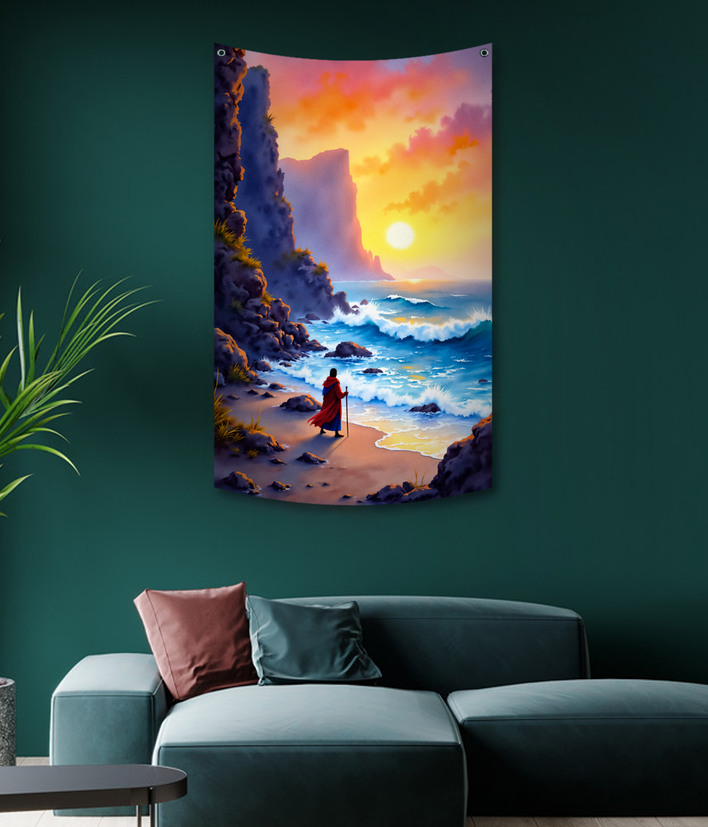 Sunset Coastal View Wall Tapestry