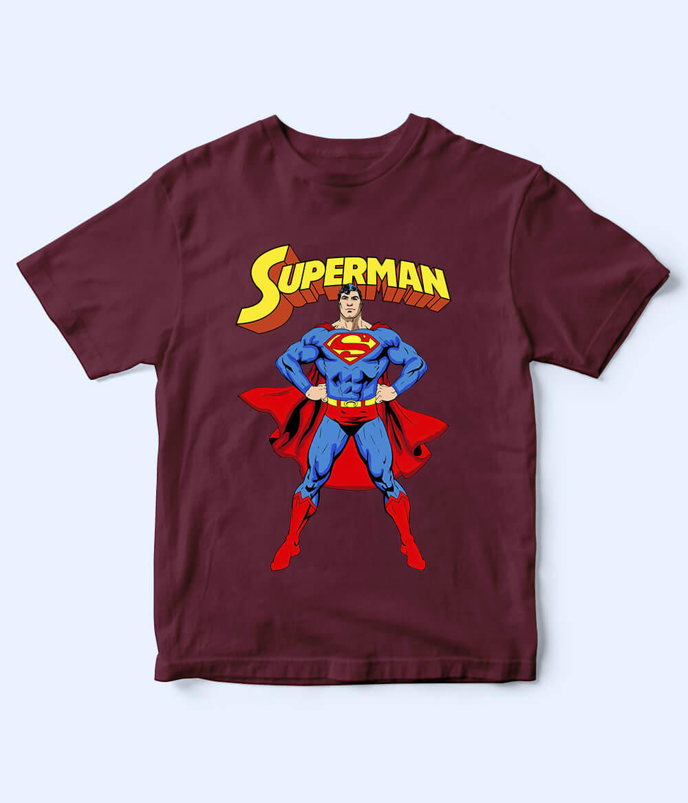 Superman Maroon T-Shirt for Kids