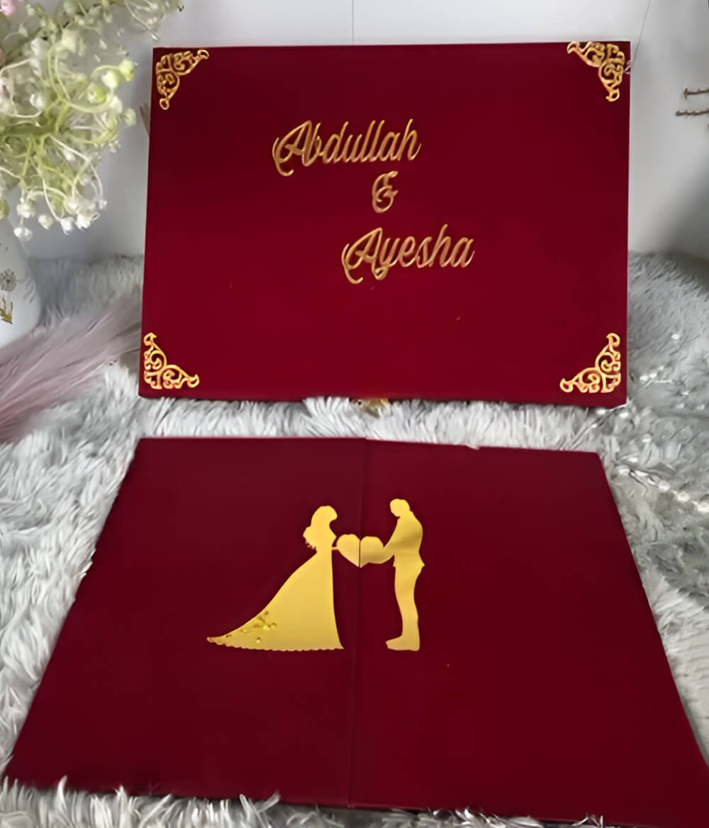 Three Fold Acrylic Nikah Booklet with Premium Velvet Box