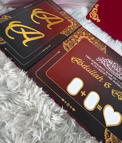 Three Fold Acrylic Nikah Booklet with Premium Velvet Box