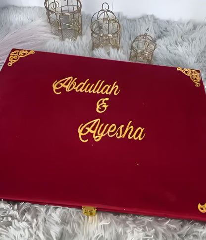 Three Fold Acrylic Nikah Booklet with Premium Velvet Box