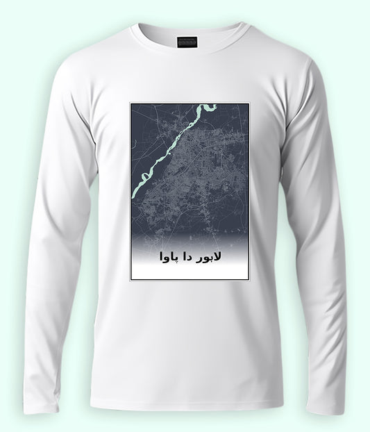 Modern Lahore City Map Unisex Long Sleeve T-Shirt (Customizable)