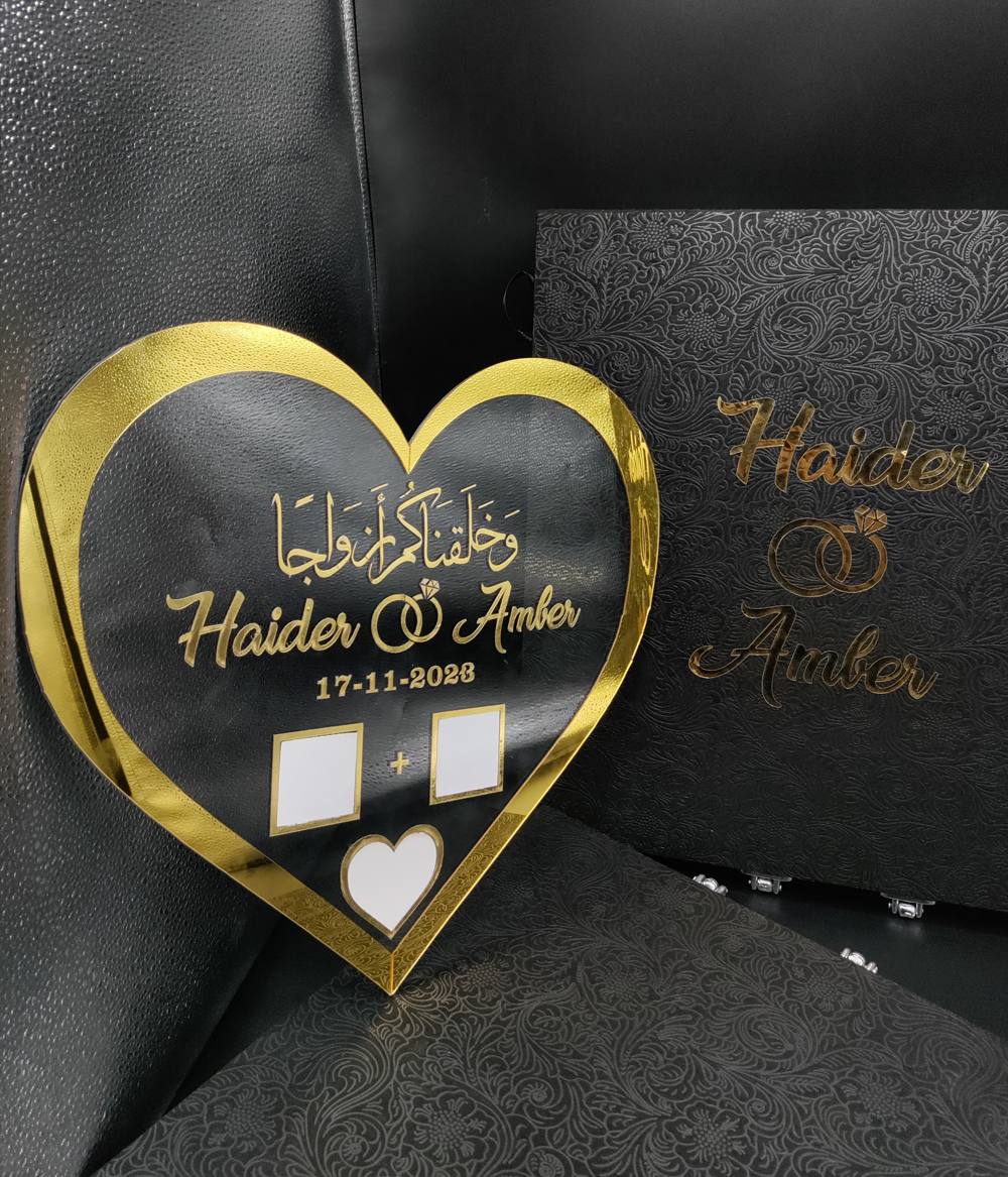 Heart Shaped Nikah Thumb Acrylic Board