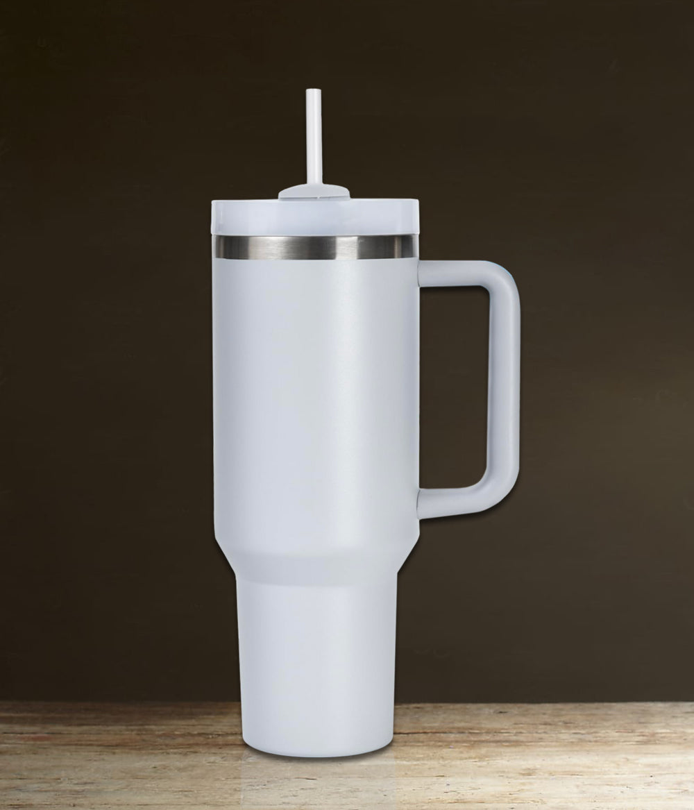 White Tumbler with Straw
