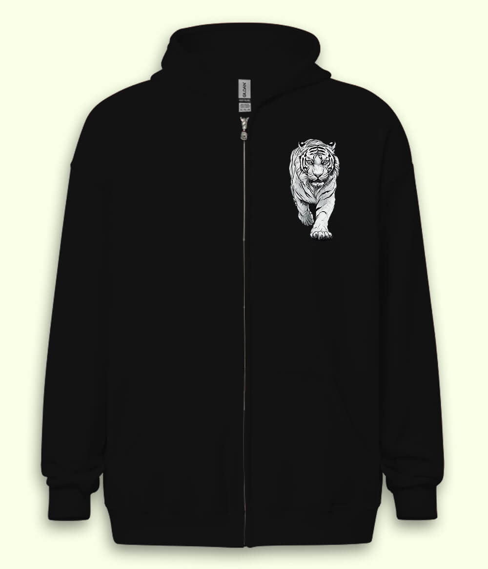 White Tiger Zipper Hoodie (Unisex)