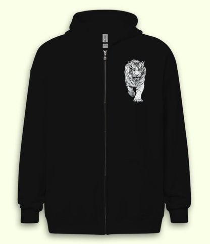 White Tiger Zipper Hoodie (Unisex)