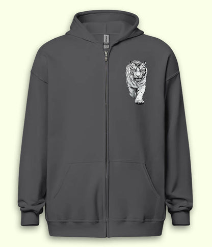 White Tiger Zipper Hoodie (Unisex)