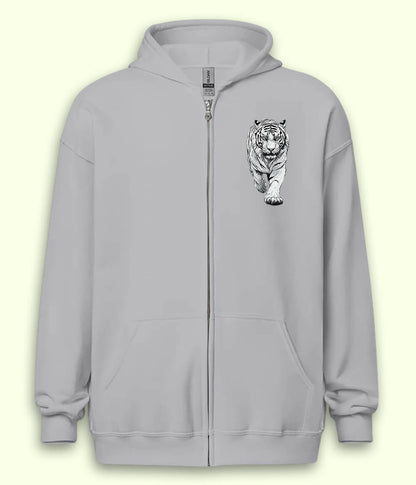 White Tiger Zipper Hoodie (Unisex)