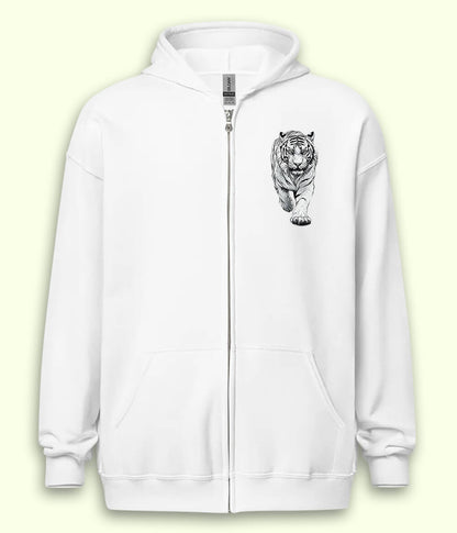 White Tiger Zipper Hoodie (Unisex)