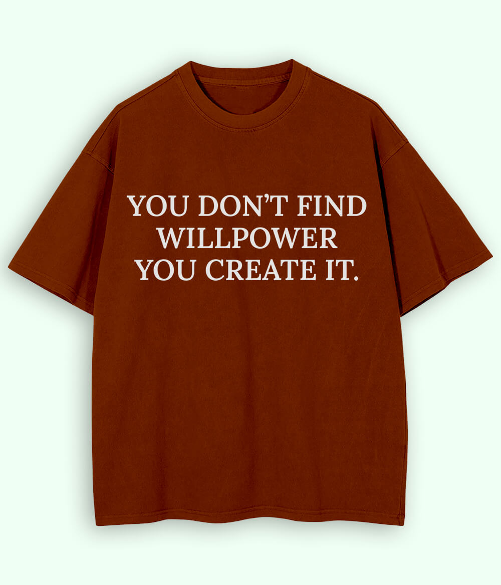 Brown Will Power Oversized Drop Shoulder T-Shirt (Unisex)