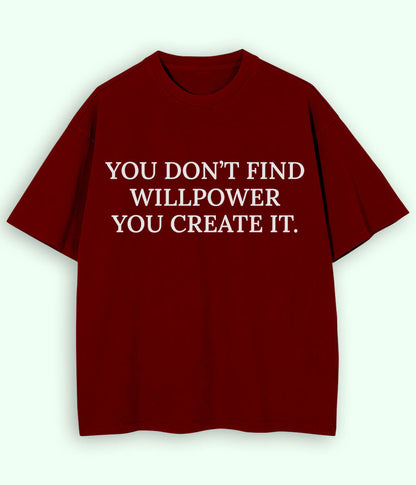 Maroon Will Power Oversized Drop Shoulder T-Shirt (Unisex)