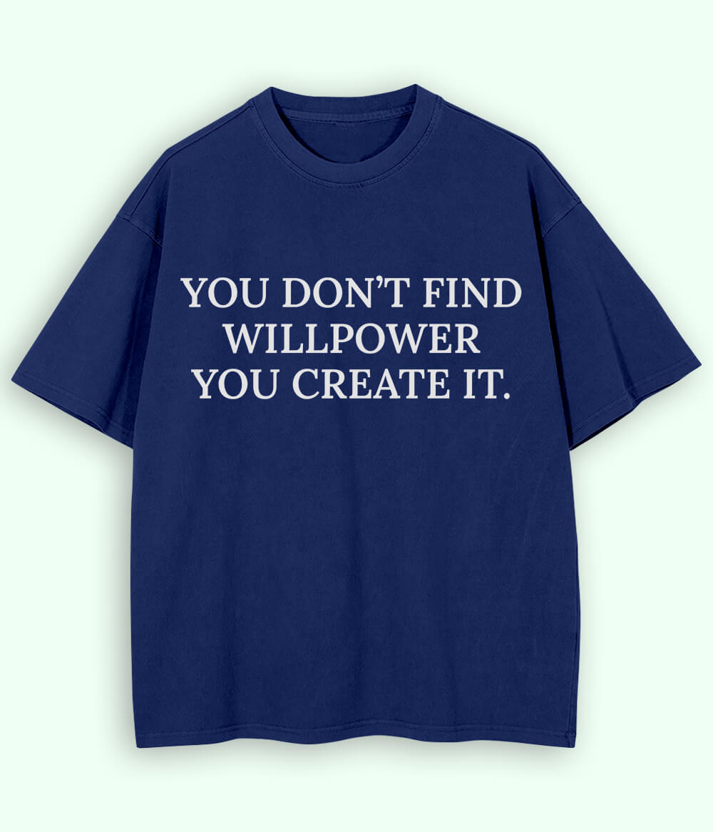 Navy Will Power Oversized Drop Shoulder T-Shirt (Unisex)