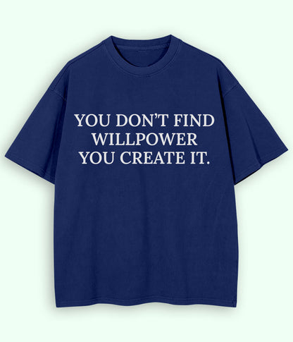Navy Will Power Oversized Drop Shoulder T-Shirt (Unisex)