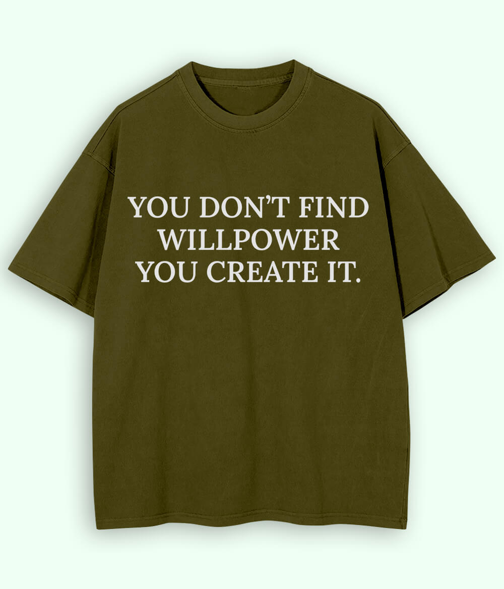 Olive Green Will Power Oversized Drop Shoulder T-Shirt (Unisex)