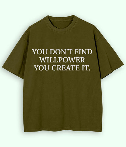 Olive Green Will Power Oversized Drop Shoulder T-Shirt (Unisex)