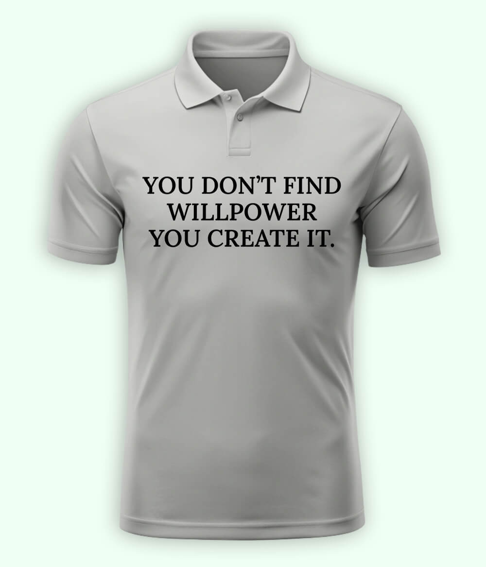 Heather Grey Willpower Polo T-Shirt
