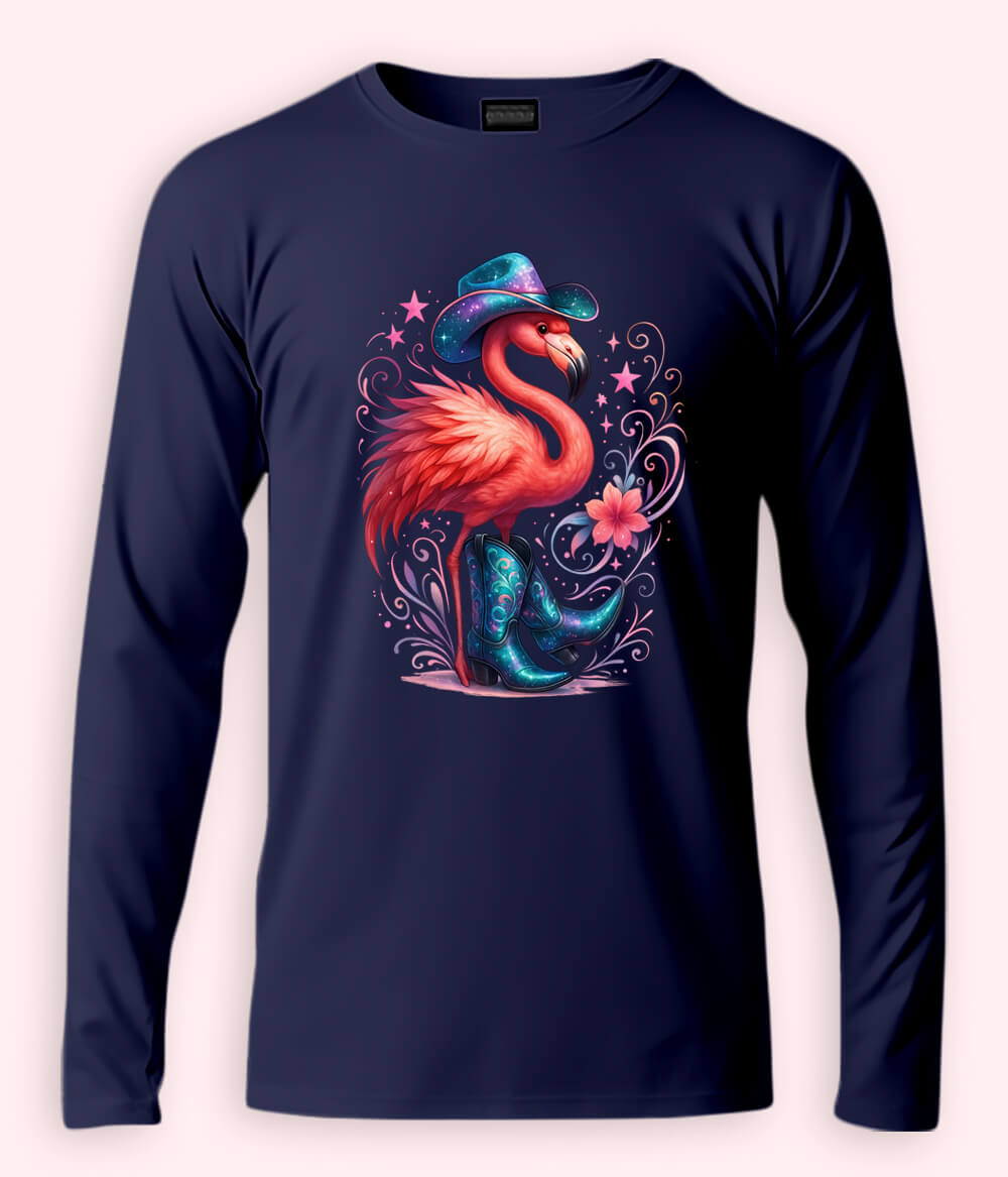 Women Fancy Long Sleeve Navy T-Shirt