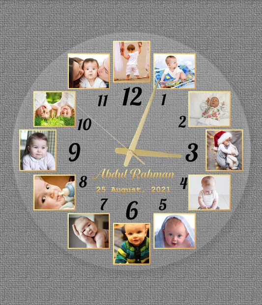 Yearly 12 Months Photo Display Wall Clock (Customizable)