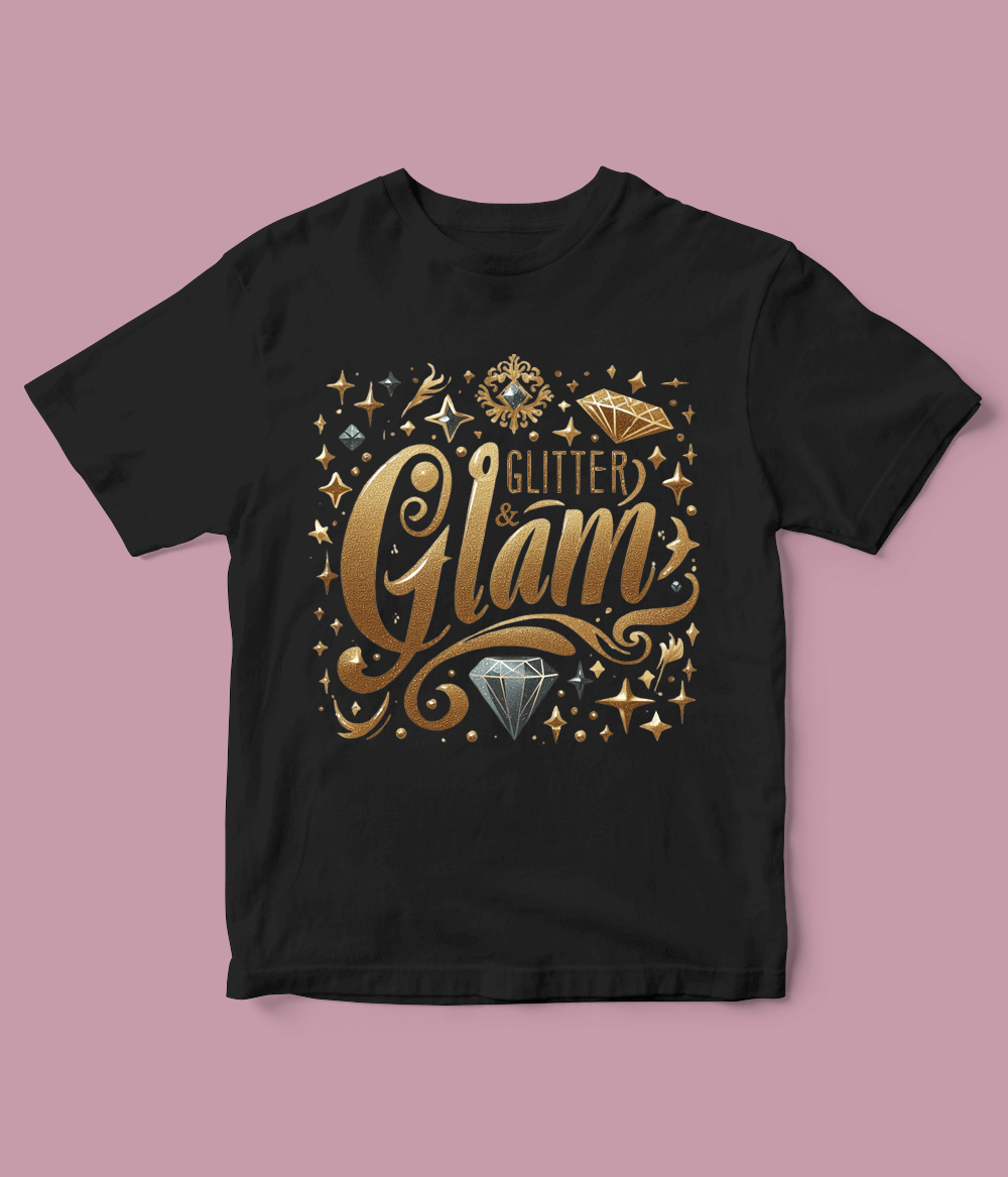 black Glitter Glam T Shirt for Girls