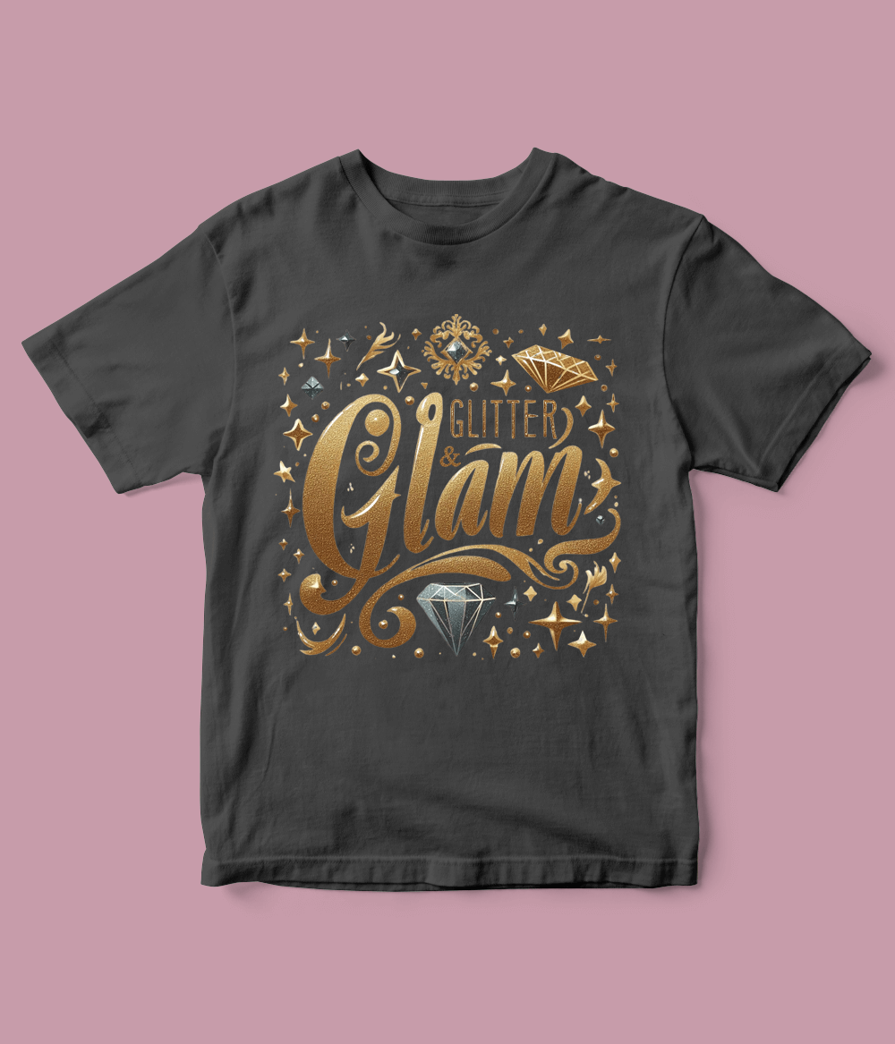 charcoal Glitter Glam T Shirt for Girls 