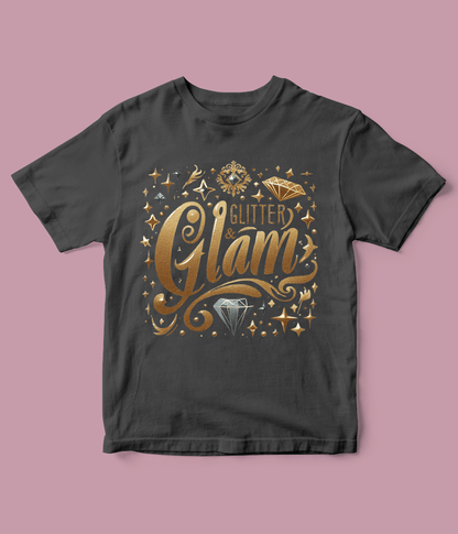 charcoal Glitter Glam T Shirt for Girls 