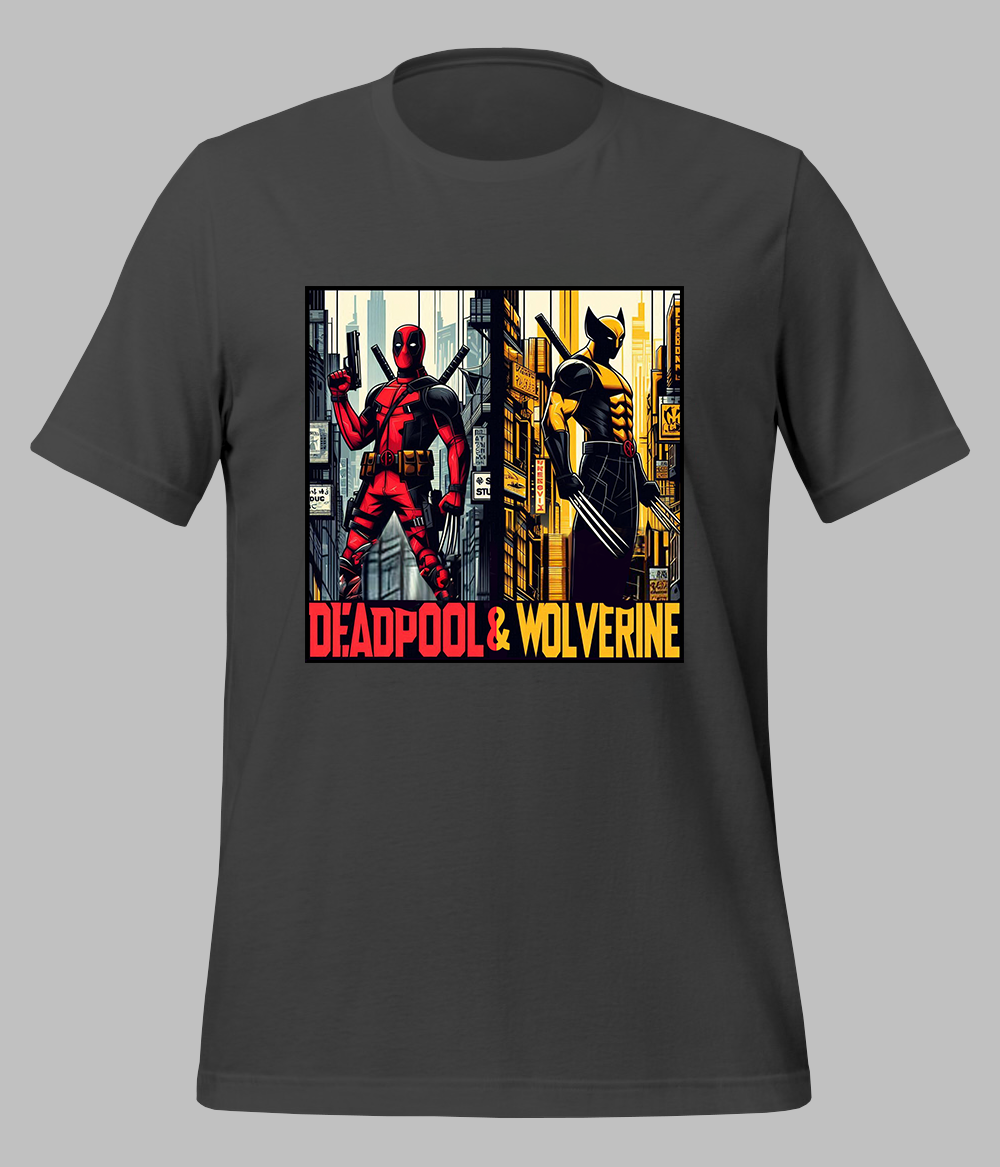 Charcoal grey Deadpool and Wolverine T-Shirt for Men