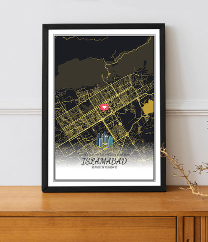 Personalized Islamabad Map Frame | City Map Poster