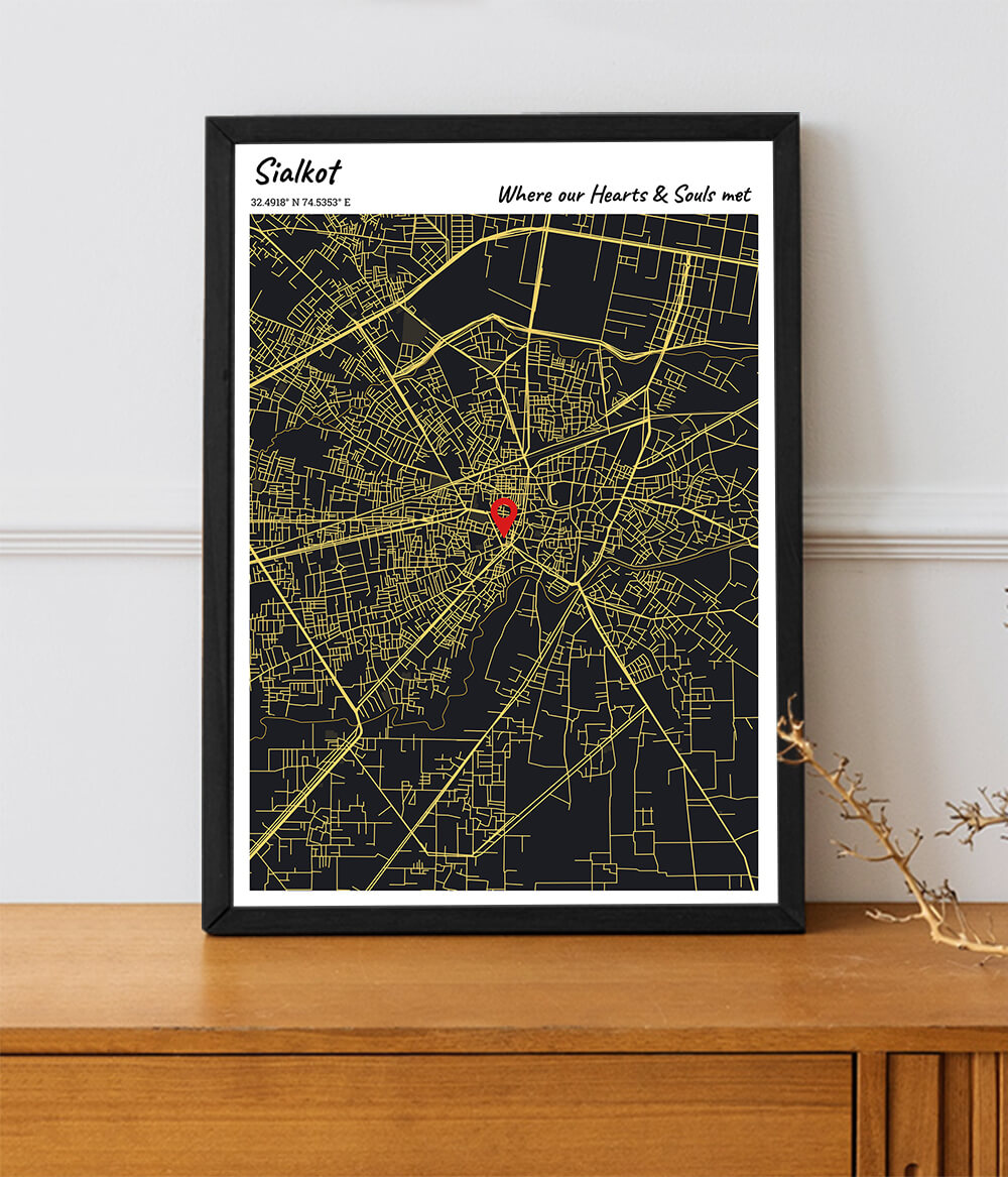 Sialkot Map Print Frame  City Map Poster