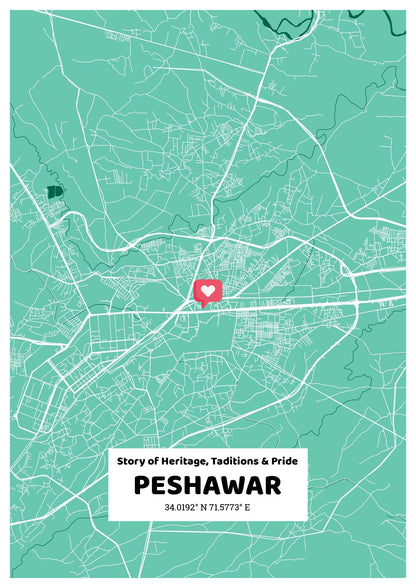 City Map Poster Peshawar | Customizable Map Frame