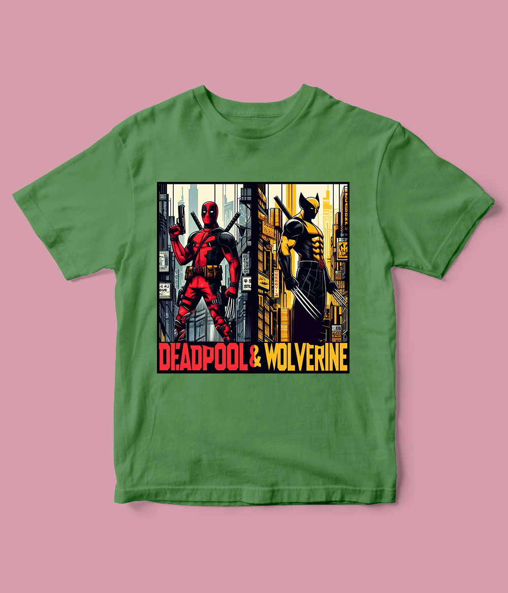 green Deadpool and Wolverine T-Shirt for Boys