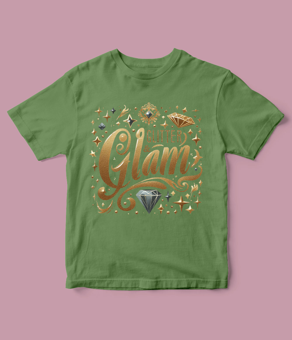 green Glitter Glam T Shirt for Girls