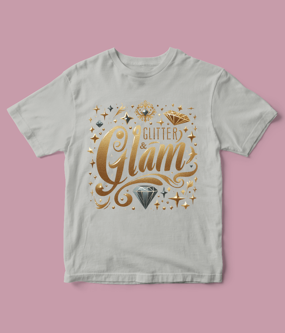 heather grey Glitter Glam T Shirt for Girls