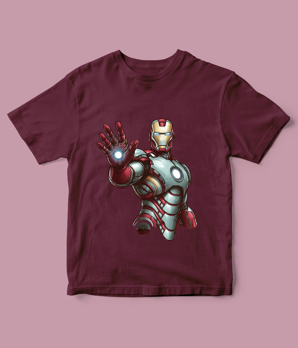 maroon Iron Man T-Shirt