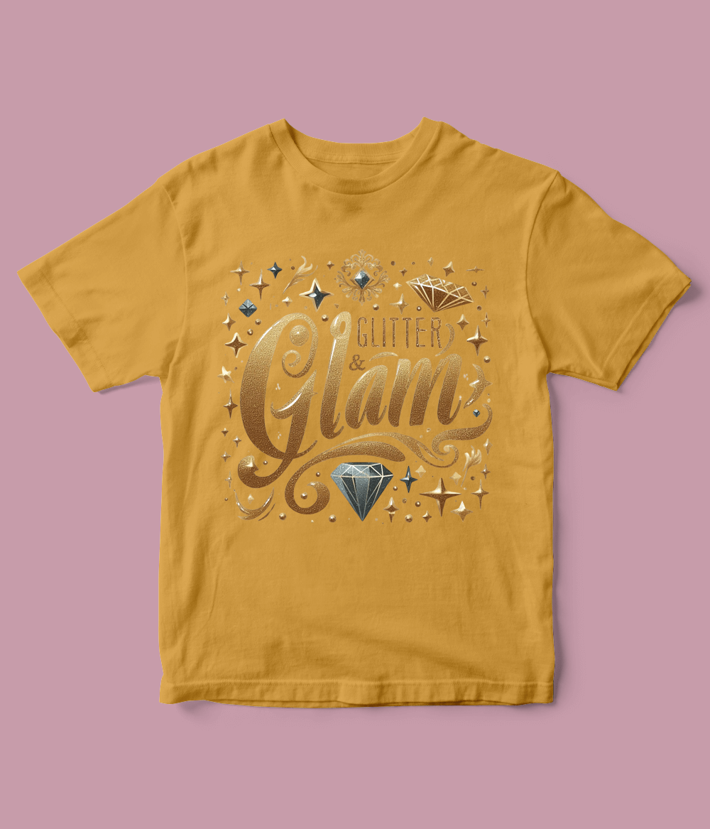 mustard  Glitter Glam T Shirt for Girls