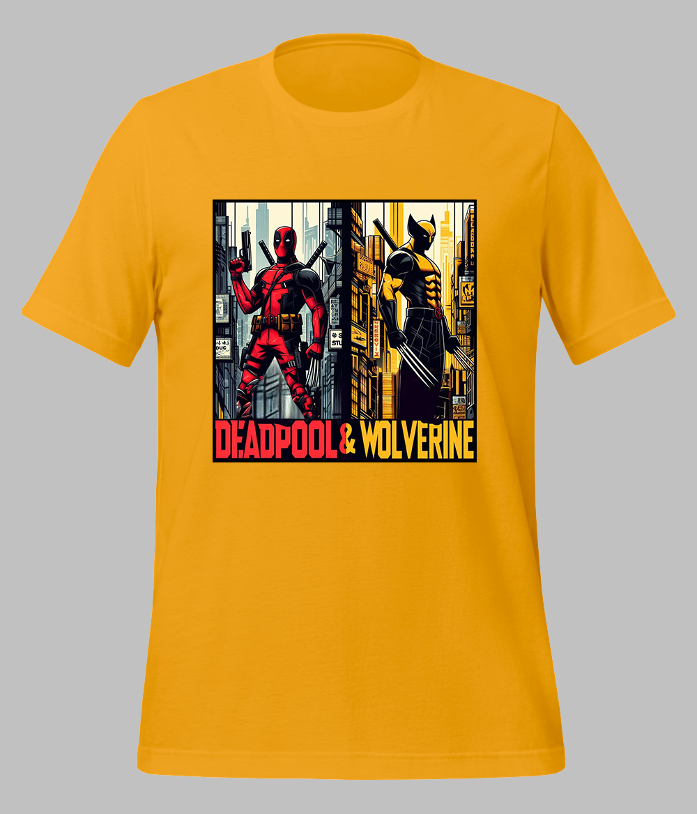 mustard Deadpool and Wolverine T-Shirt for Men