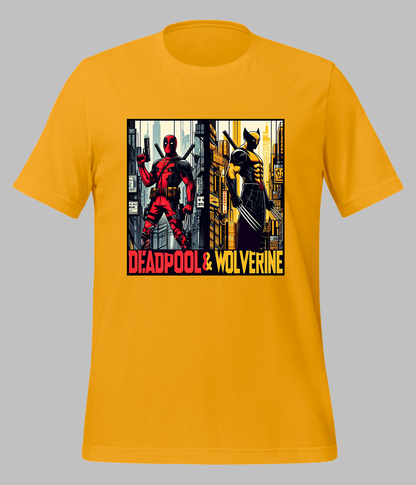 mustard Deadpool and Wolverine T-Shirt for Men