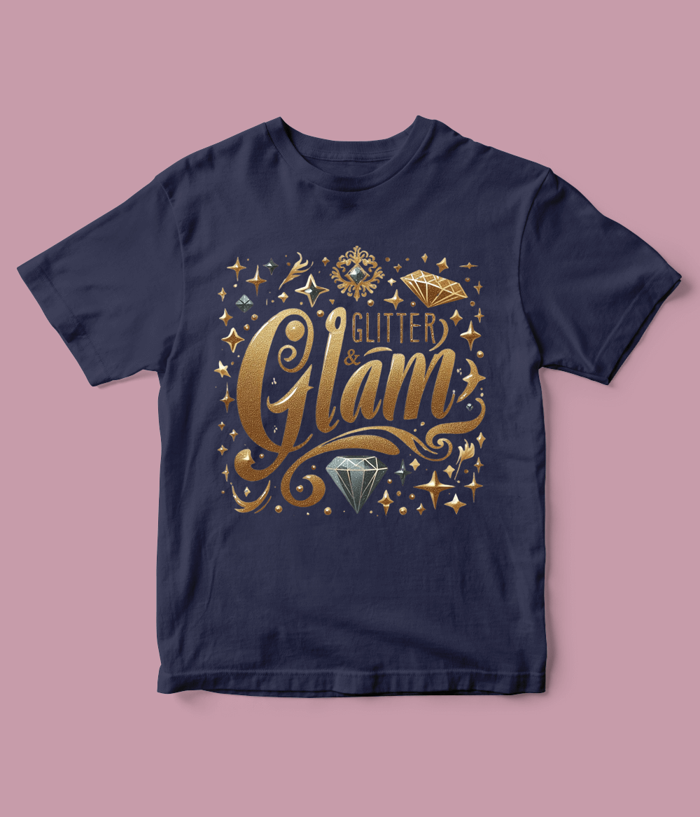 Navy blue Glitter Glam T Shirt for Girls