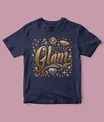 Navy blue Glitter Glam T Shirt for Girls