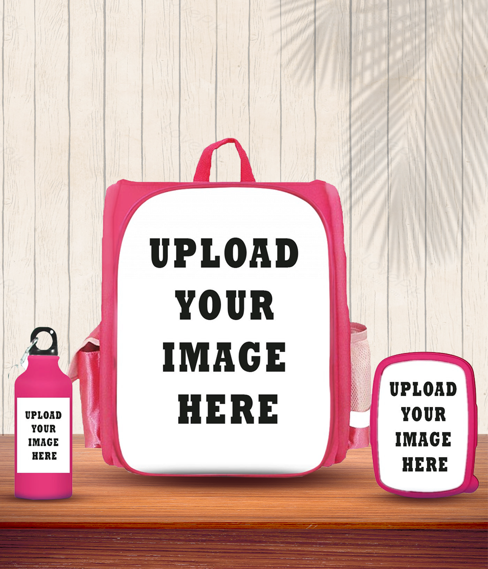 Custom Picture School Bag Lunch box & Water Bottle (Customizable)