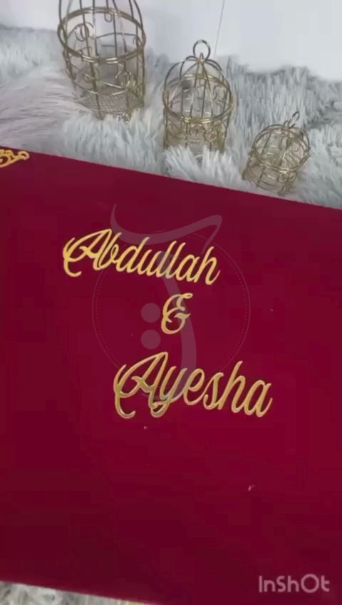 Three Fold Acrylic Nikah Booklet with Premium Velvet Box