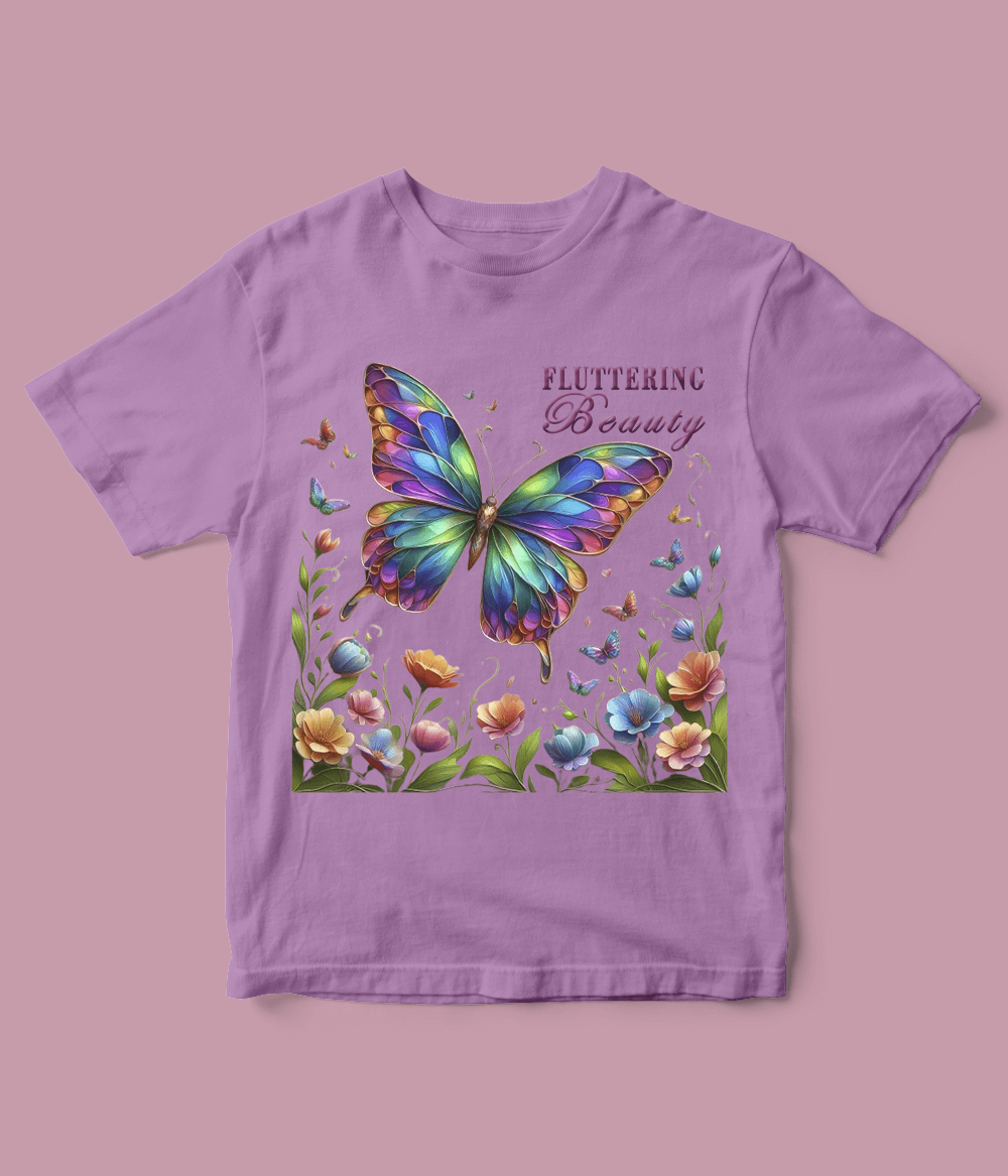 Purple Fluttering Butterfly T-Shirt for girls