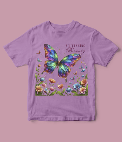 Purple Fluttering Butterfly T-Shirt for girls