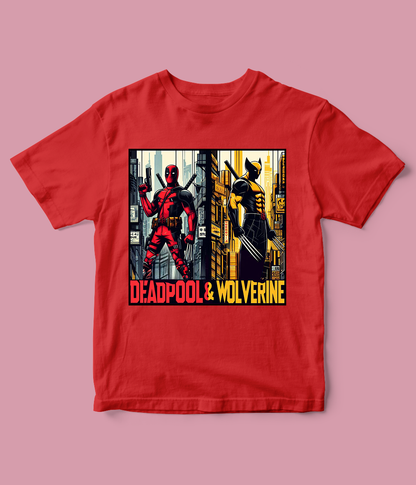 red Deadpool and Wolverine T-Shirt for Boys