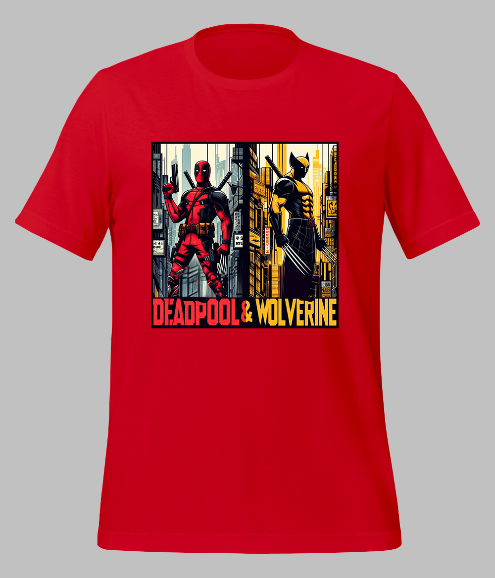 red Deadpool and Wolverine T-Shirt for Men