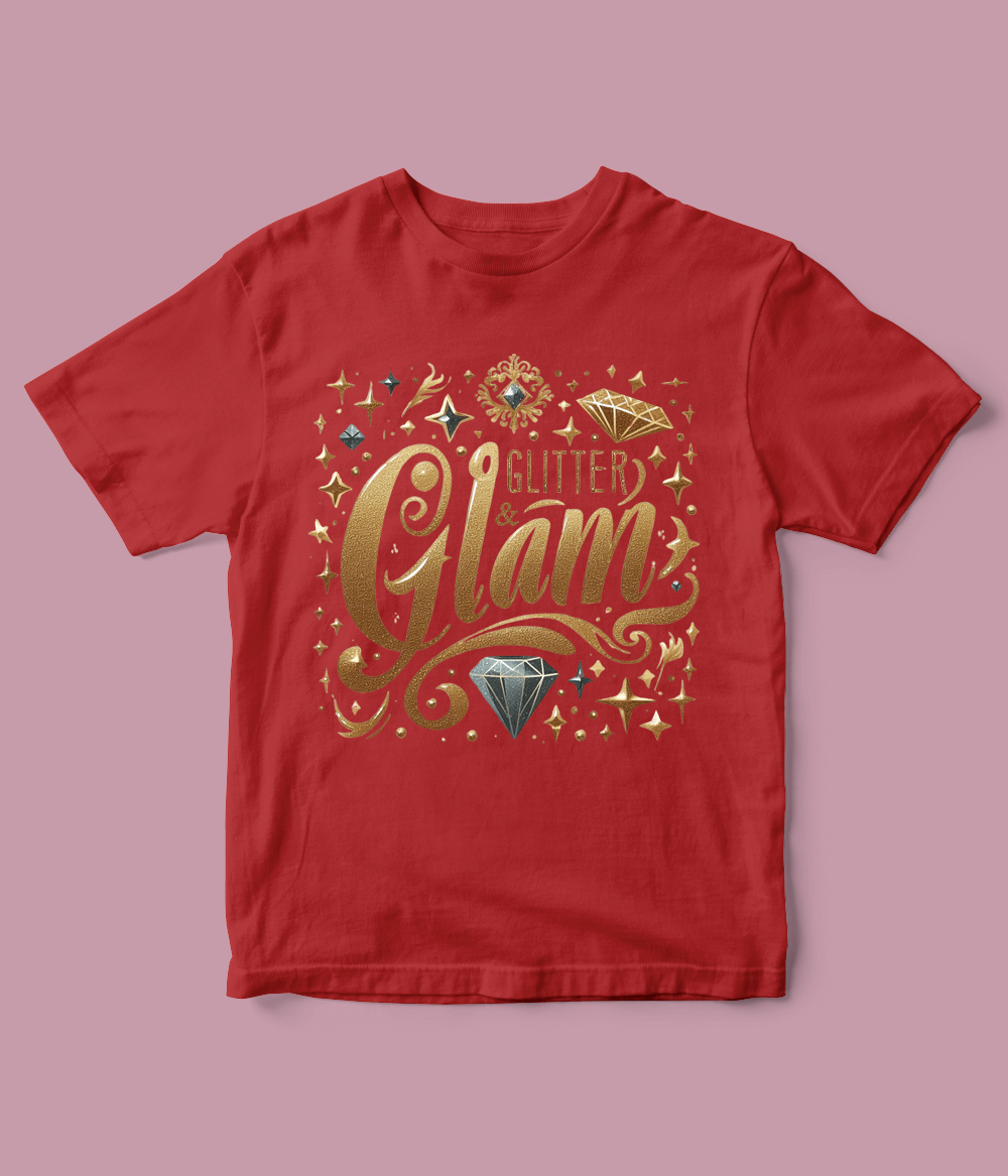 red Glitter Glam T Shirt for Girls