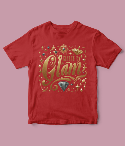 red Glitter Glam T Shirt for Girls