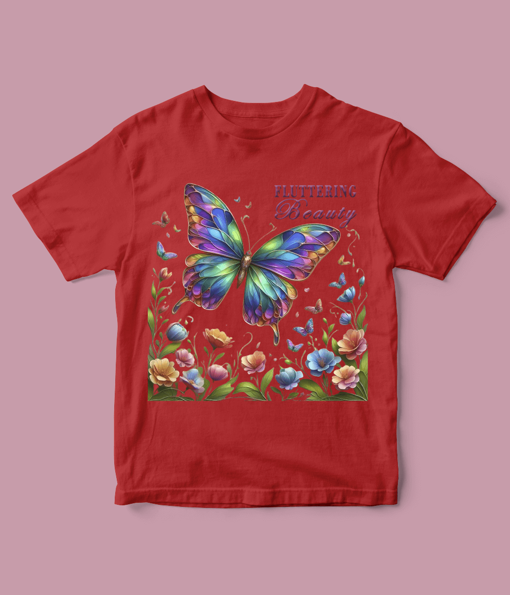 Red Fluttering Butterfly T-Shirt for girls 