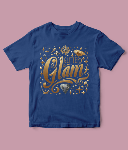 royal blue Glitter Glam T Shirt for Girls