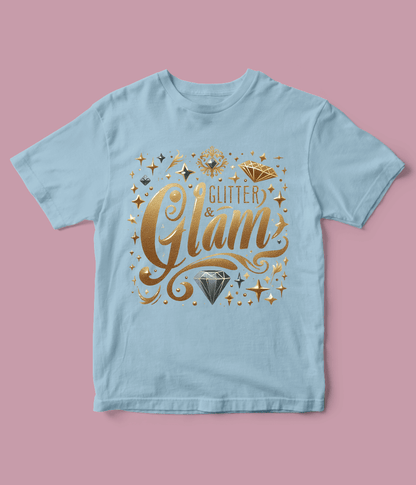 sky blue Glitter Glam T Shirt for Girls